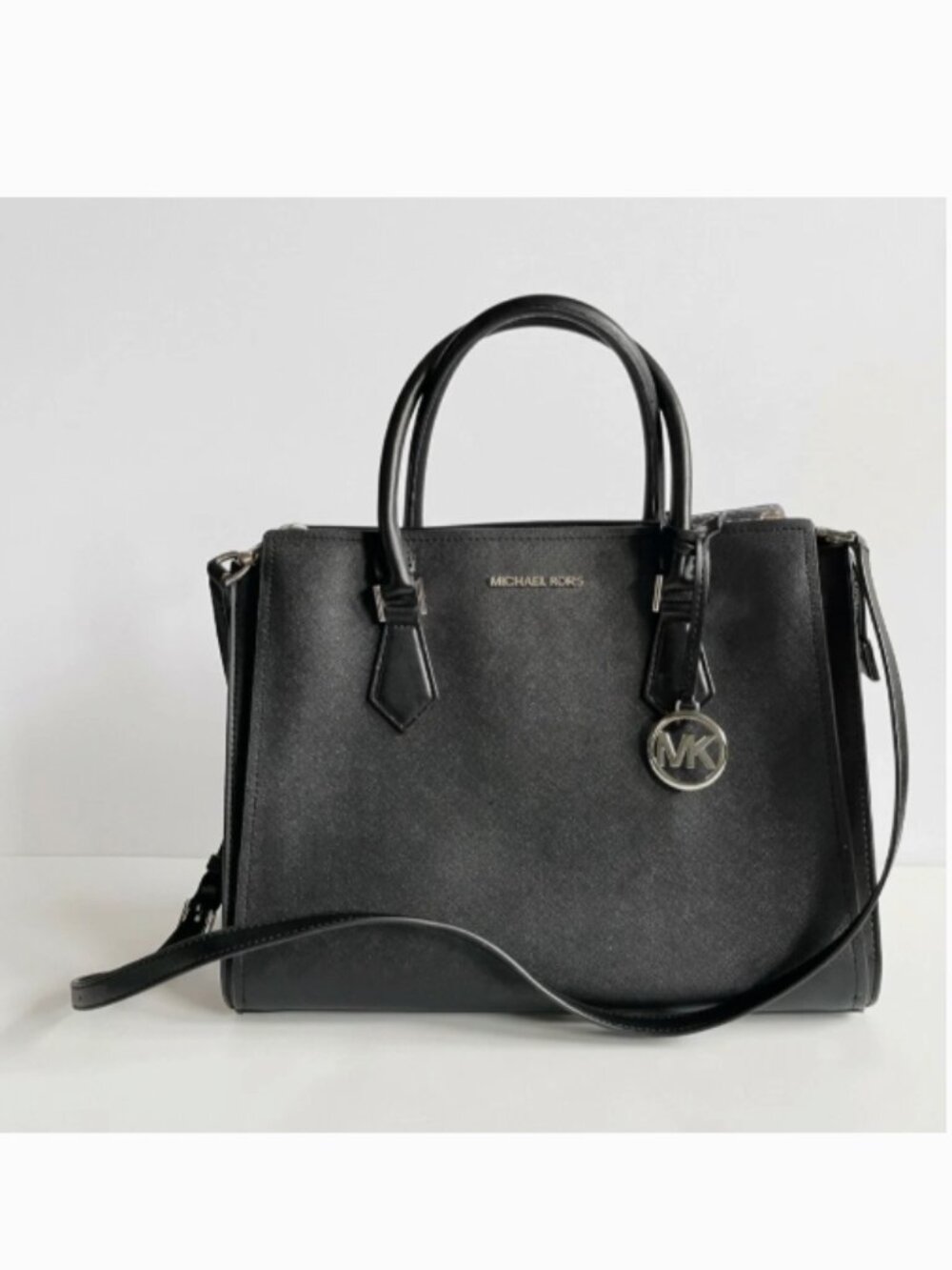 Michael Kors Hope Large Satchel Saffiano Leather Shoulder Bag Black
